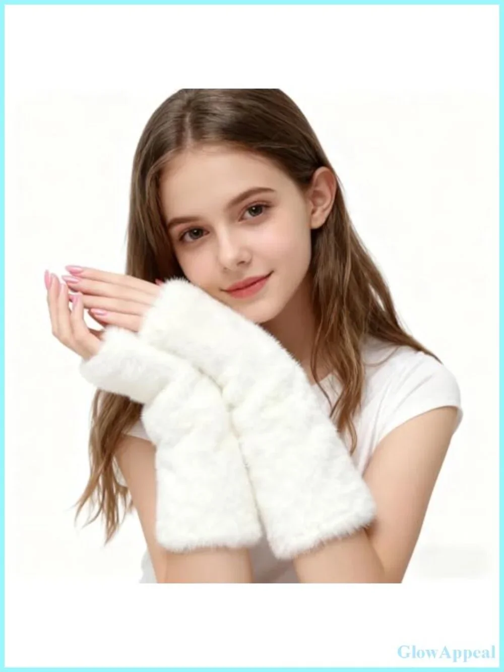 Faux Fur Arm Warmers Women Fingerless Long Fuzzy Gloves